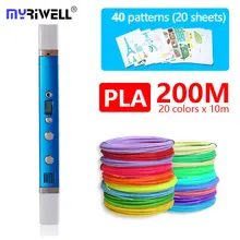 Myriwell 3d Ручка RP100C, ABS/PLA/PCL 3 режима, с PLA нити и бесплатный узор лучший подарок для детей Детский подарок на день рождения