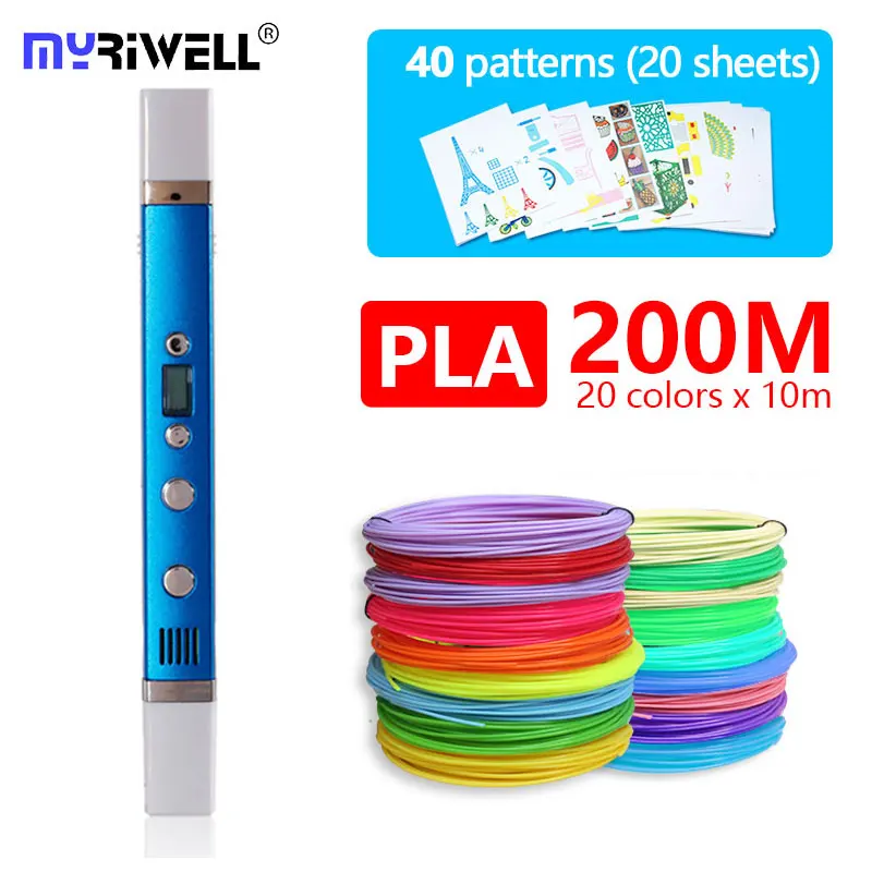 myriwell 3d pen RP100C ABS PLA PCL 3 mode with PLA Filament and free pattern the