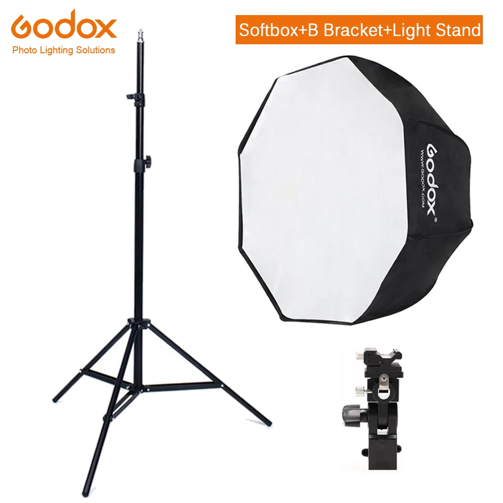 

Godox 80cm Octagon Umbrella Softbox Light stand umbrella Hot shoe bracket kit for Strobe Studio Flash Speedlight Photography