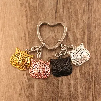 

2019 Exotic Shorthair Cat Animal Cute Gold Silver Plated Keychain For Bag Car Women Men Girls Boys Love Jewelry Christmas