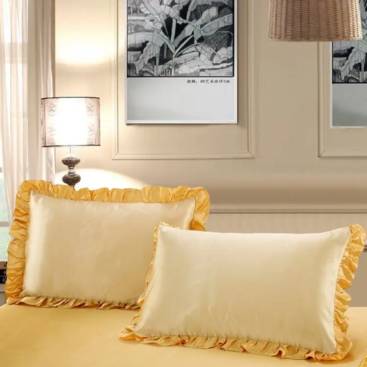 luxury gold lace Silk Pillowcase 100 Pure Silk satin Pillow Case A