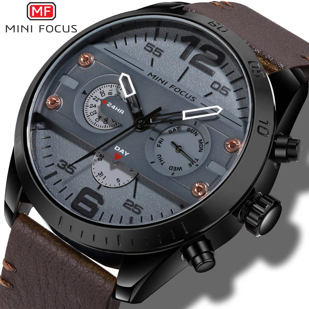 

reloj hombre 2018 Mens Sport Watches for Men Gift Mini Focus Quartz Male Watch Week Day Display Leather Clock Fashion Wristwatch