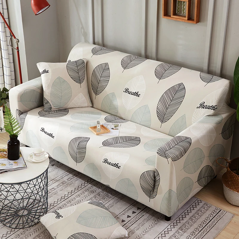 

Pastoral Style Large Leaves Printed Armrest Slipcovers All-inclusive Sofa Cover Elastic Sectional Sofa Cover1/2/3/4 seater