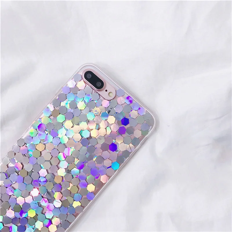 Чехол с лазерными блестками для iPhone 11 Pro X XS Max XR Блестящий Мягкий силиконовый
