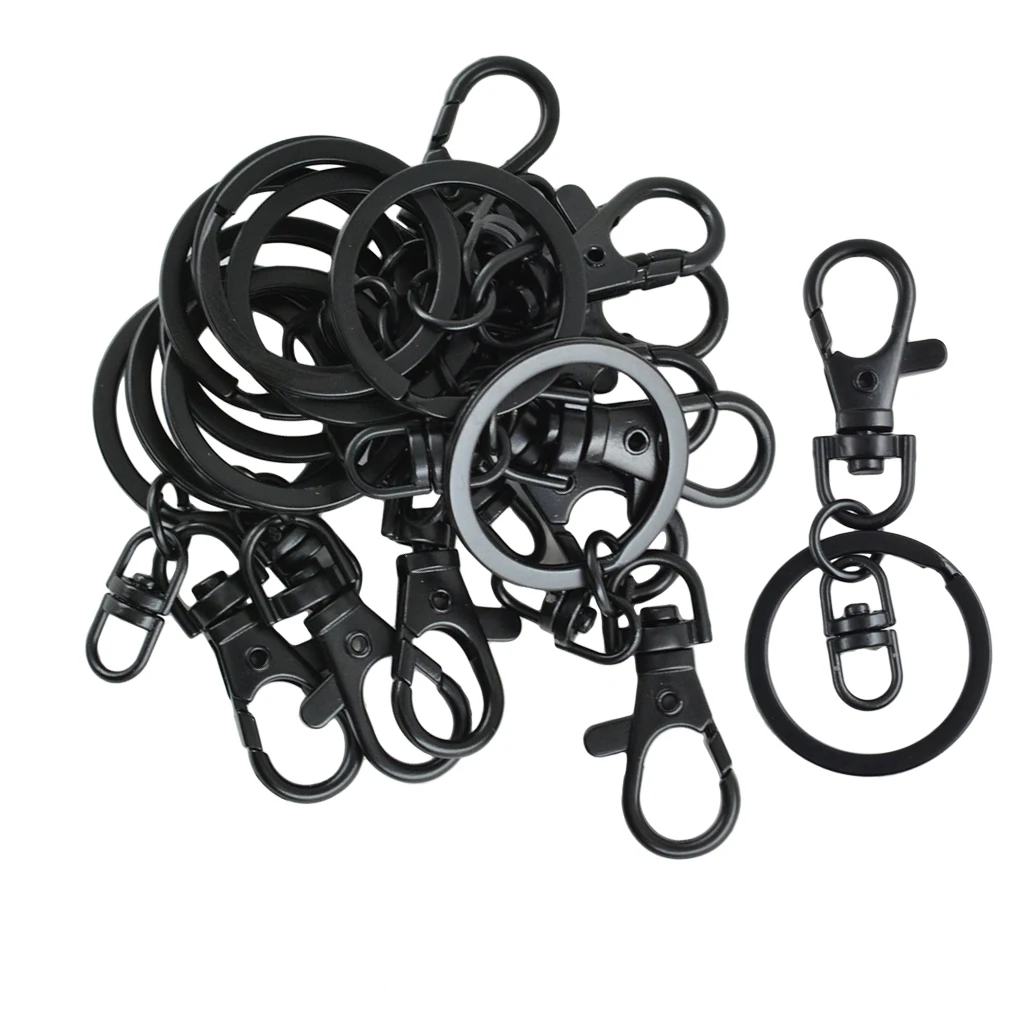 

10pcs Black Lobster Clasp Swivel Trigger Clip Hook KeyRing Key Ring Chain Findings