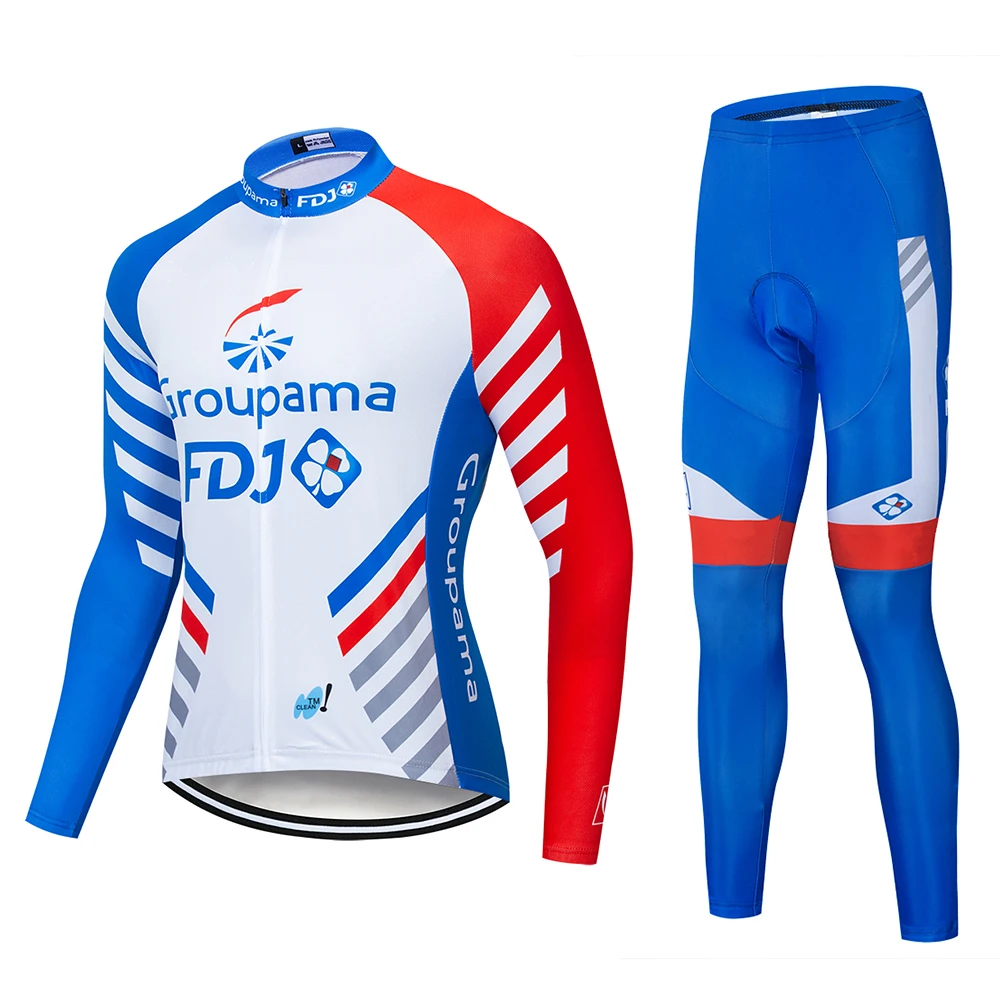 pro team groupama FDJ велосипедная футболка с длинным рукавом Ropa Ciclismo быстросохнущая одежда для горного велосипеда 9D гелевая подкладка наборы