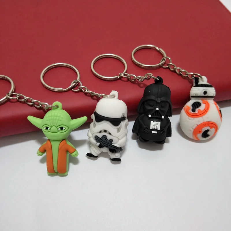 

Movie Star Wars key chain PVC keychain black knight storm troops Master Yoda cute fun cartoon pendant jewelry gift porte clef