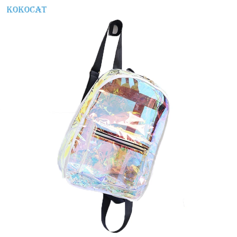 

Clear Transparent Women Shining Backpack Korean Style Bag for Primary School Mini Schoolbag for Teenage Girl Mochilas Feminina