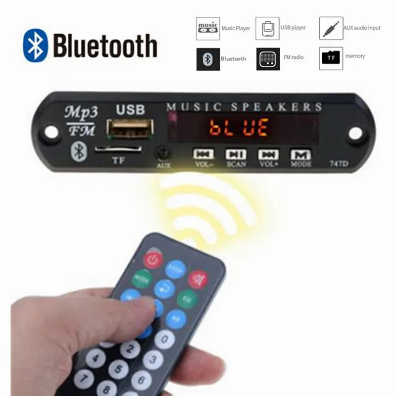 

KEBIDU Wireless Bluetooth 12V MP3 WMA Decoder Board Audio Module Board USB TF Radio MP3 Player with Remote Control For Car