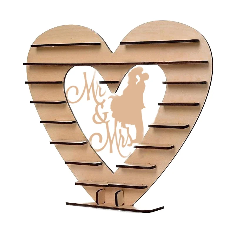 

Wedding Anniversary Deco Display Rack Candy Snacks Shelf Birthday Party Wooden Chocolate Stand Valentine's Day Heart Shape Gift