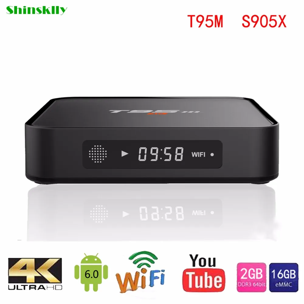 

Shinsklly T95M Smart Android TV Box Amlogic S905X 64Bit WIFI TV box Android 6.0 4K HD 2.4GHz KOD 16.0 set top box Media Player