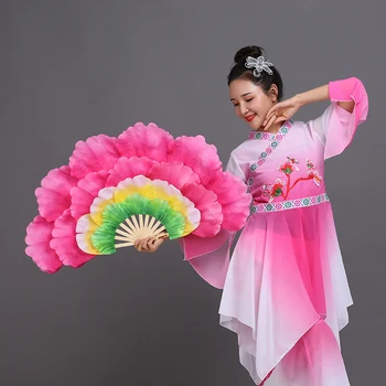 

1pair Spanish Dancing peony handfan double-sided large Flower petals group Belly Dance performance prop stage fan