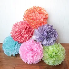 5pcs 20cm Polka Dot Tissue Paper Pom Poms Pastoral Style Decorations Flowers Fluffy Balls Rustic Wedding Party Decor Supplies girls pom pom detail polka dot sweater