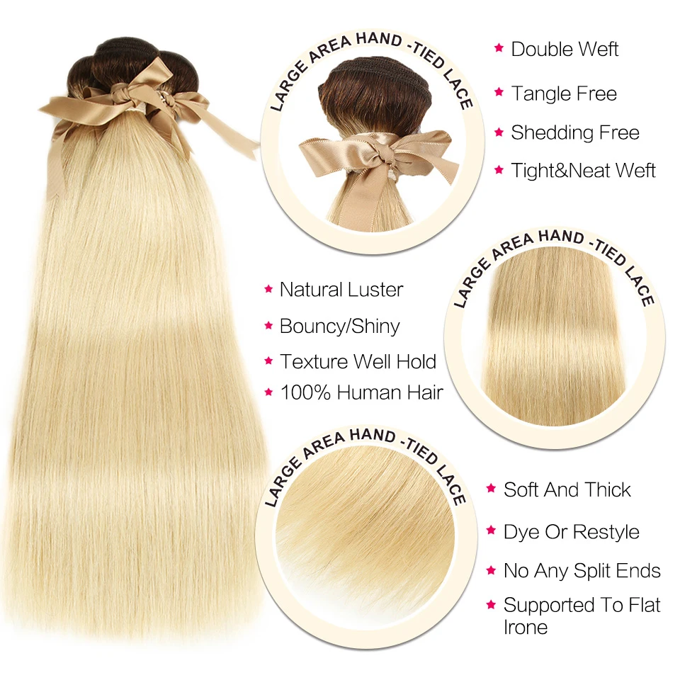 Black Pearl Ombre Bundles With Closure Peruvian Straight Hair 613 Honey Blonde Bundles With Closure Remy 613 Hair Extensions