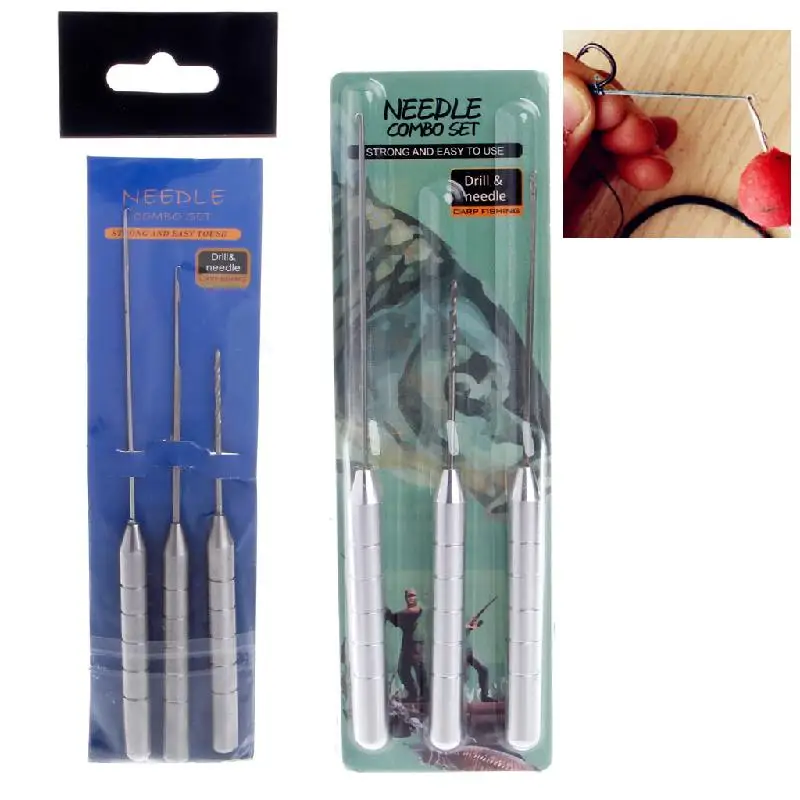 Fishing Tools Stainless Steel 3 in 1 Combo Set Carp Fishing Rigging Bait Needle Fish Drill Tackle Tool