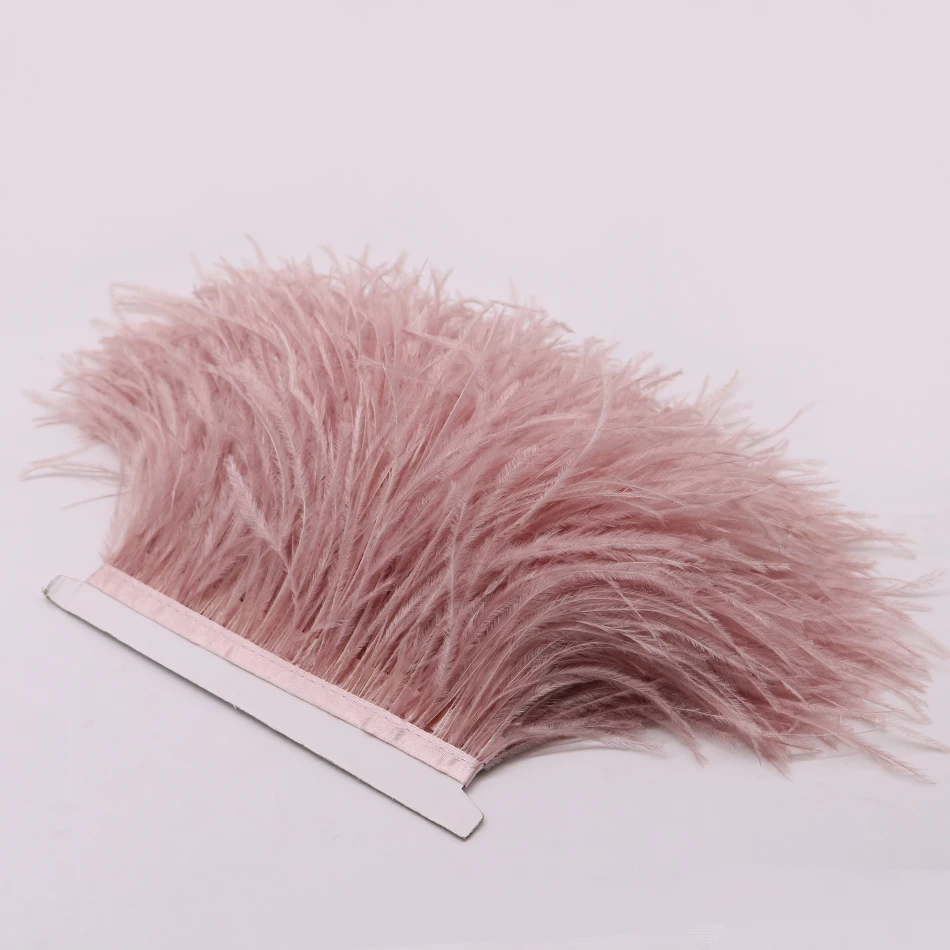 

10-15cm Handmade DIY Dyed Leather Pink Ostrich Feathers Fringe Trims 1yard Per Natural Plumage Ribbon Trim for Costume Dress