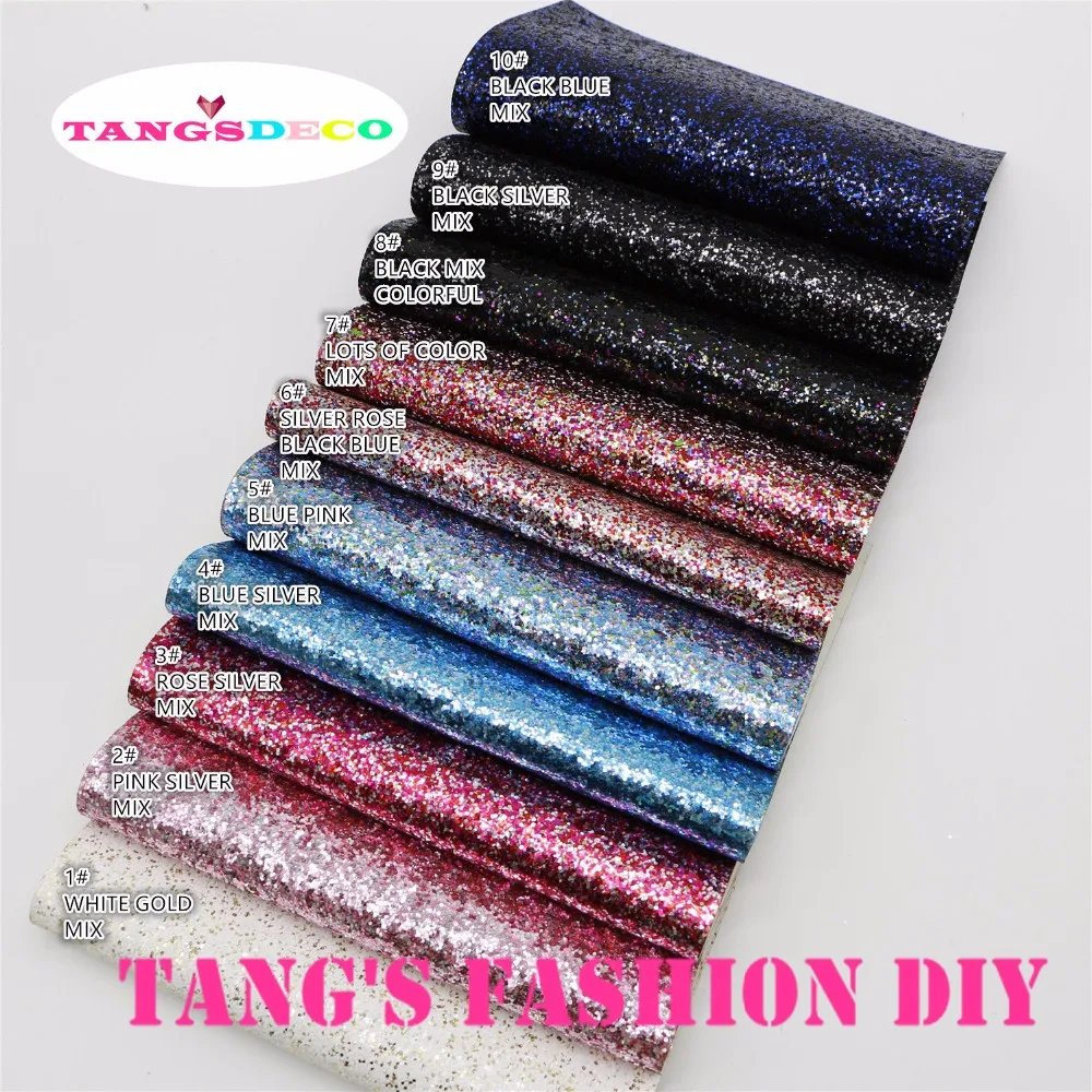 

30 PCS/SET--20X22CM PER PCS DIY High Quality CHUNKY Glitter color mix Leather&Fabric/Synthetic leather can choose color