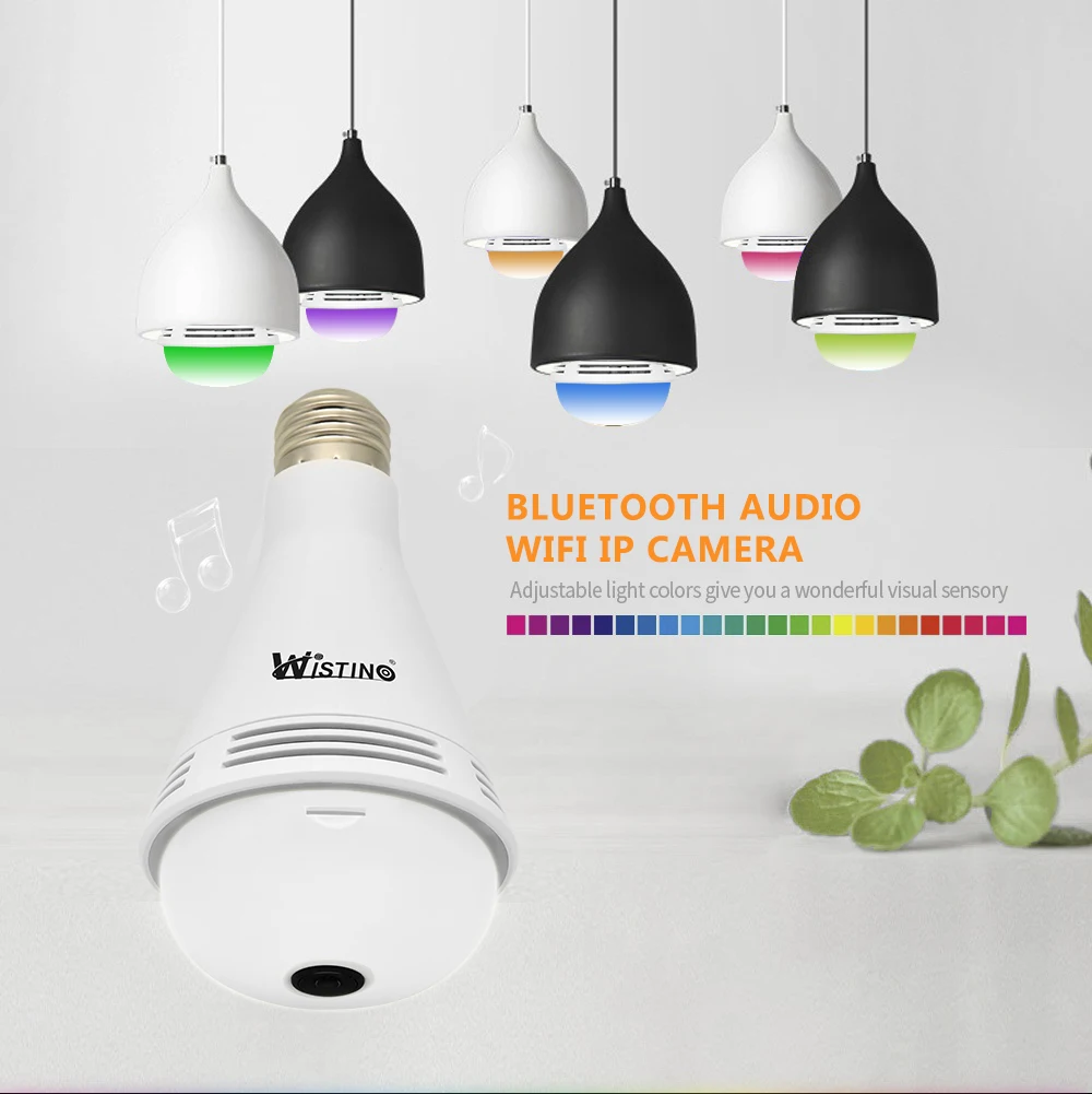 Wistino 960P WiFi Camera Bulb Wireless VR Panoramic Camera Music Surveillance Security Camera Wireless Surveillance Monitor 2 (1)