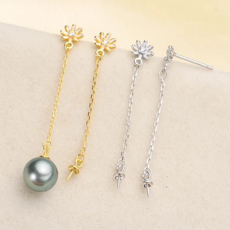 

925 Sterling Silver Pearl Party Earrings Stud Earrings Beautiful Findings Exquisite Jewelry Parts Fittings Women's Accessories