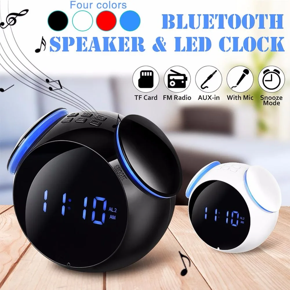 

CHICLITS Wireless Bluetooth Speaker Mini Digital Alarm Clock Waterproof Outdoor Square Dance MP3 Smart Subwoofer Audio Speakers