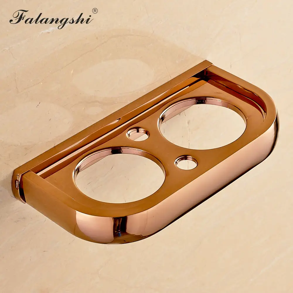 Copper Brass Cup Tumbler Holders Bathroom Accessories Double Ceramic Cup Holders Wall Mounted Toothbrush Holder WB8401