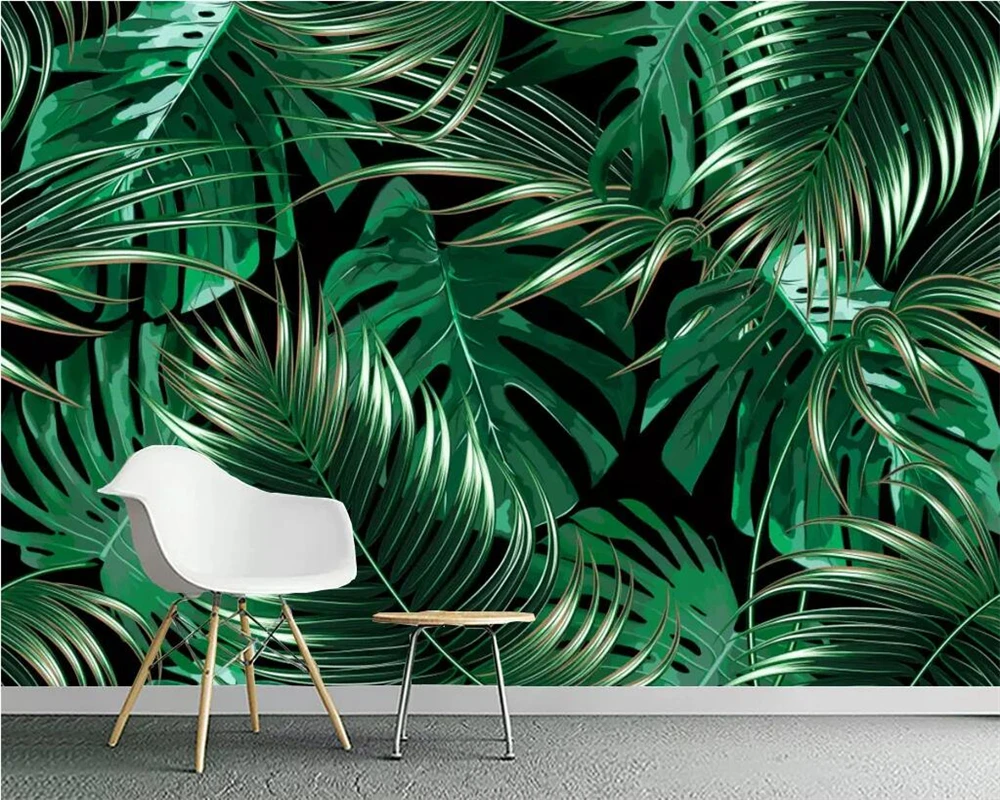

Beibehang Custom wallpaper European tropical rainforest plant banana leaf living room TV background wall painting 3d wallpaper