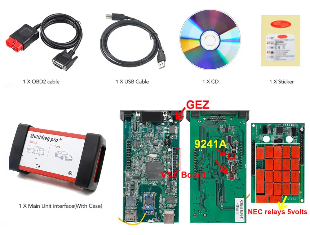 Multidiag pro obd ii CDP TCS cdp pro bluetooth,1/. R3 программное обеспечение OBD2 сканирование для автомобилей/грузовиков OBDII автоматический диагностический сканер