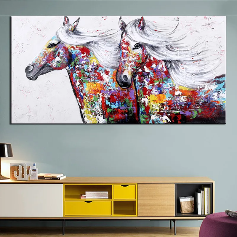 

Home Decor Wall Art Large Knife Color Horse Pictures Beautiful Wall Painting Handpainted Abstract Animal Oil Paintings on Canvas