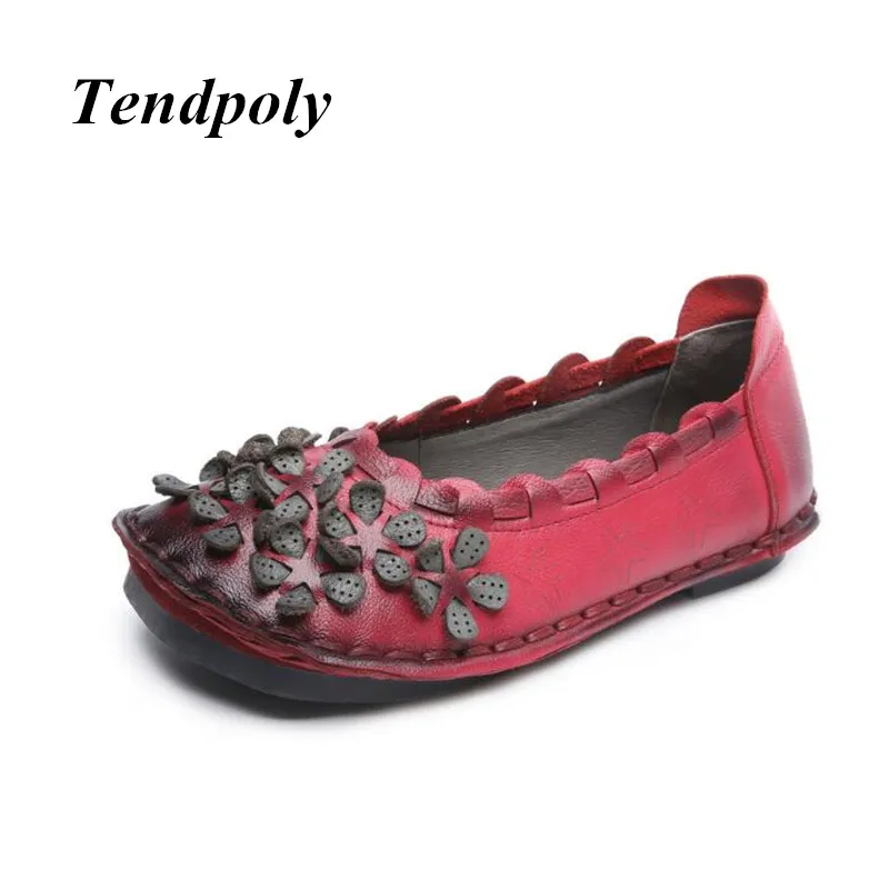 

2018 spring and summer new fashion retro casual shoes trend comfortable national wind leather shallow mouth women's shoes