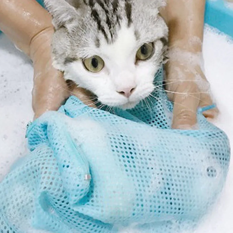 Сетчатый купальный мешок для кошки, кошки, уход за шерстью, моющие сумки для кошачьей ванны, чистый мешок, не царапающийся, удерживающий укус, товары для кошек, для резки ногтей YT0015