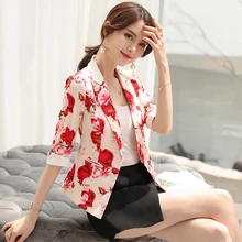 Korean Blazer Mujer Elegante Casual Flores Harajuku Pink Ladies Blazer Women Office Wear Chamarras De Mujer Ladies Coats 50A032