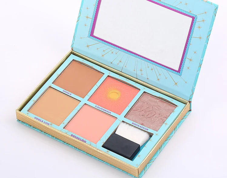 

Cosmetics 5 Color Blush With Brush Cheek Palette Makeup Red Blue Blusher free shipping