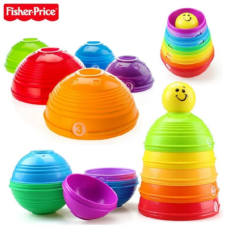 Fisher-Price Brilliant Basics Stack& ролл чашки Детские обучающие игрушки пьерwsze kockki Malucha K7166 для детей подарок на день рождения