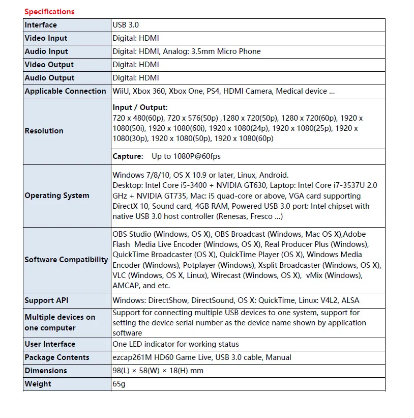 Ezcap261M USB 3,0 HD видео игры Capture 1080P 60fps встречи потоковая трансляция в прямом эфире видео конвертер для xbox один PS4 WII U