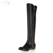 Chainingyee/качественные кожаные сапоги до колена ручной работы на заказ теплые женские сапоги для верховой езды на среднем каблуке на молнии Большие размеры 21,5-27,5 см