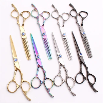 

5.5" 16cm Customize Logo 440C Hairdressing Scissors Cutting Shears Thinning Scissors Plum Handle Hair Clipper Styling Tool C9002