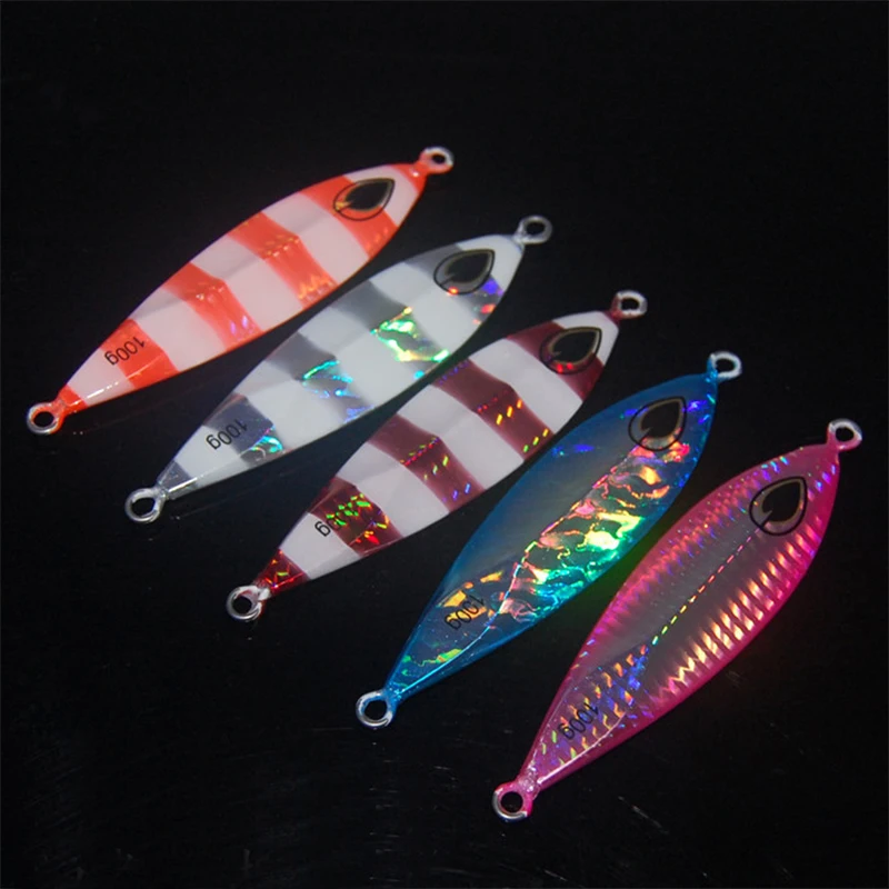 40g60g80g100g Sinking Slow jig Shake Metal Jigging Fishing Spoon Iron Plate Luminous Baits Hard Lead Deep Sea Jig Lures | Спорт и