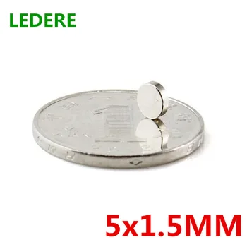

LEDERE 1000pcs 5mmx1.5mm 5*1.5 NdFeB Small Magnet 5x1.5 Round Magnet Super Strong Magnet Magnet 5mm*1.5mm 5x1.5mm 5*1.5mm