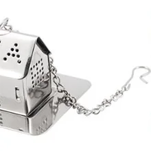 Серебряный тон мини поднос в форме дома чай заварник Сито-заварник набор