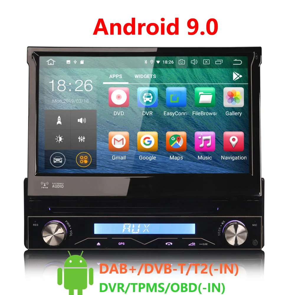 Erisin ES4808U 1 Din 7 &quotAndroid 9 0 автомобильный мультимедийный плеер Навигация DVD GPS