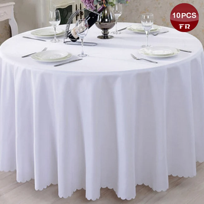 10PC Round Polyester Tablecloth Linen Nappe of Wedding Luxury Table Cover Cloth for Wedding