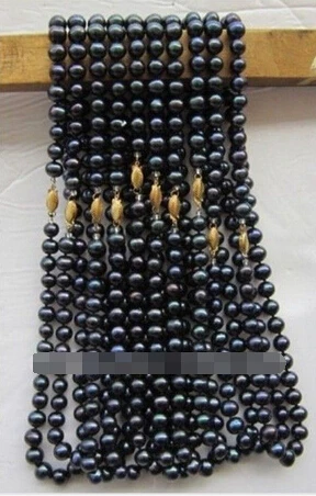 

Free shipping >>@ 932 natural wholesale natural 10PC 8-9mm Black Tahitian pearl necklace 18