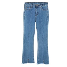 Весенне-летние базовые джинсы женские джинсы с высокой талией винтажные расклешенные джинсы высокого качества ковбойская Длина по щиколотку джинсовые брюки