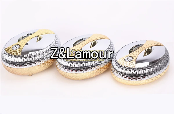 

Elegant Gold Plated Thermal Food Container 3 Pieces a set Oval Thermal Box 5.0L