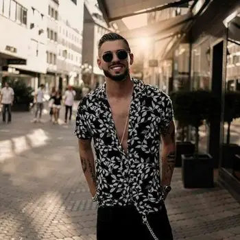 

Mens Hawaiian Shirt Male Casual camisa masculina Printed Beach Shirts Short Sleeve brand clothing Free Shipping Asian Size M-3XL