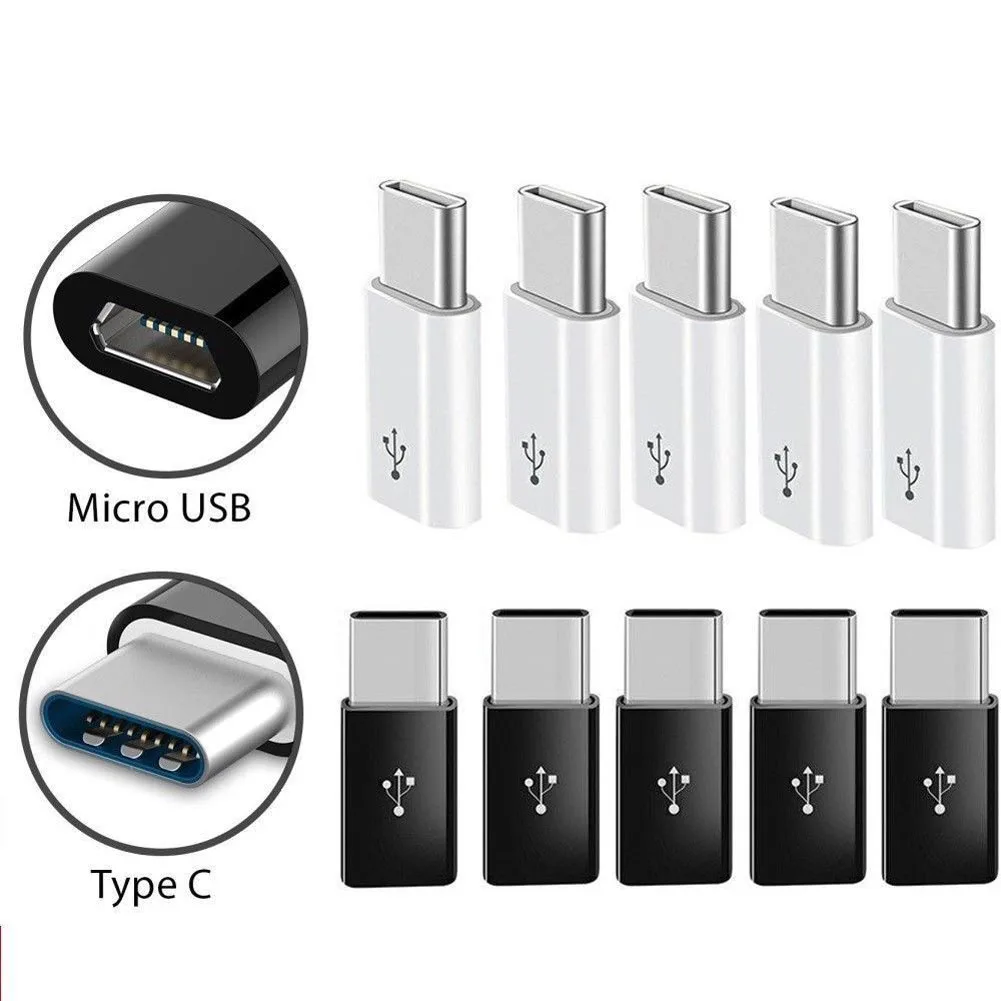 Etmakit 10 шт USB 3,1 USB-C type C Мужской к Micro USB Женский адаптер конвертер NK-Shopping - Цвет: 5pcs black 5pcs whit