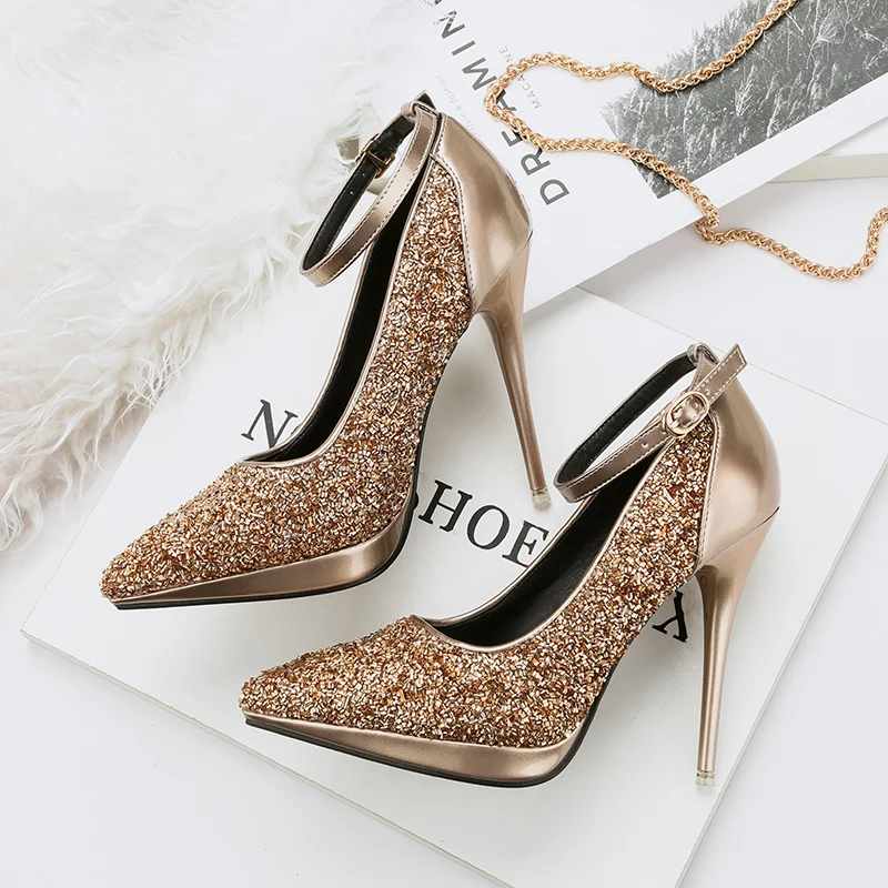 B d De Altos Spike a Negro Comfy Zapatos Punta Tacones Garras Mujeres Estrecha c Cresfimix Hauts Alto Femmes Señora Shinning Moda Tacón C2609 e Sexy q0UzRBSn