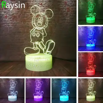 

Novelty Hot Cartoon Mickey Mouse 7 Color Glowing Crack Lamp Good Night Light Boys Girls Kids Minnie Bedroom Decor Child Toy Gift