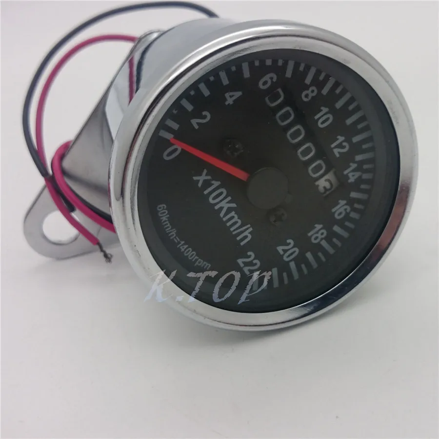 

New Black Surface Motorcycle Single Odometer Miles Speedmeter Gauge With Night Light