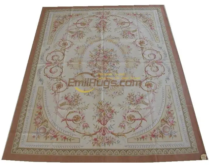 

French Chic Aubusson French Style Carpet Elegant Floral Antique Handknotted Wool Aubusson Carpet